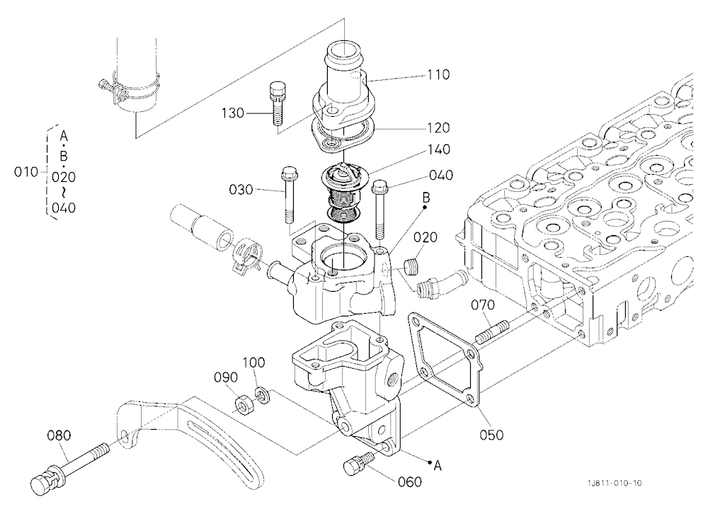 Water Flange And Thermostat