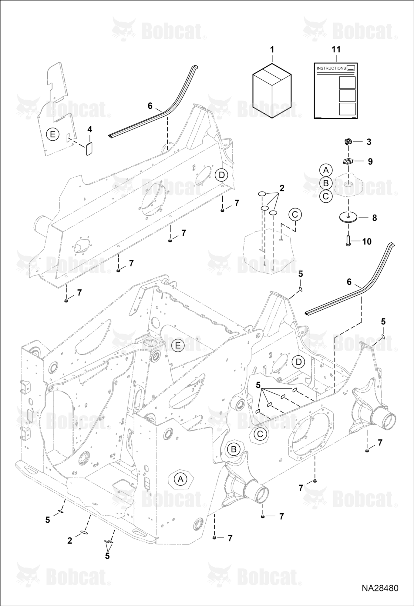 Frame Seal Kit (Lower Wheel)  B55U11001 - B55U11309