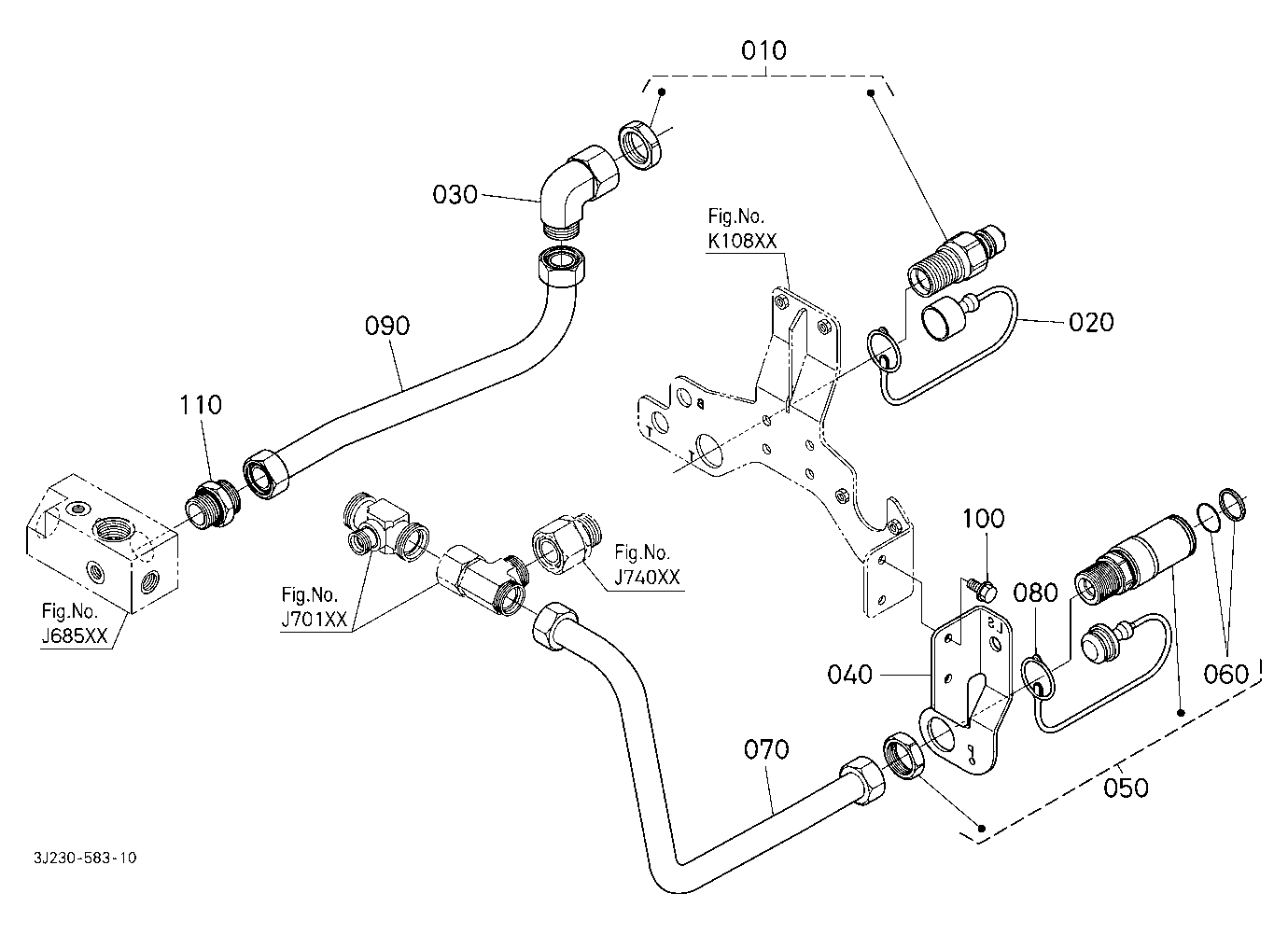 Hydraulic Outlet Pipe (Power Beyond/Return Hose) [