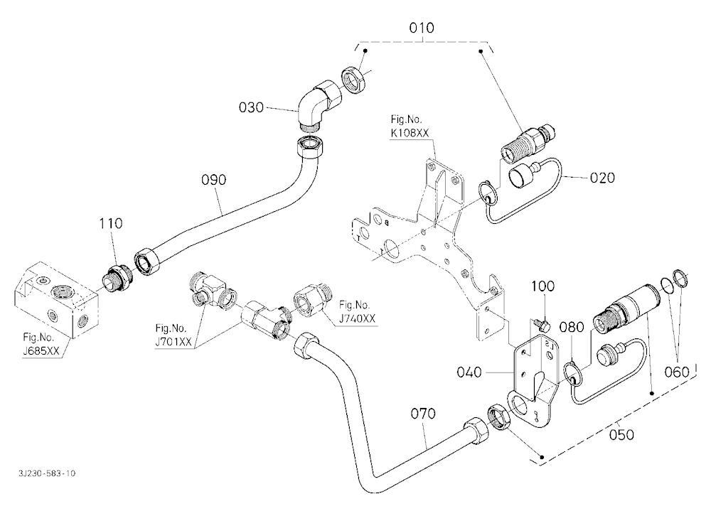 Hydraulic Outlet Pipe (Power Beyond/Return Hose) [