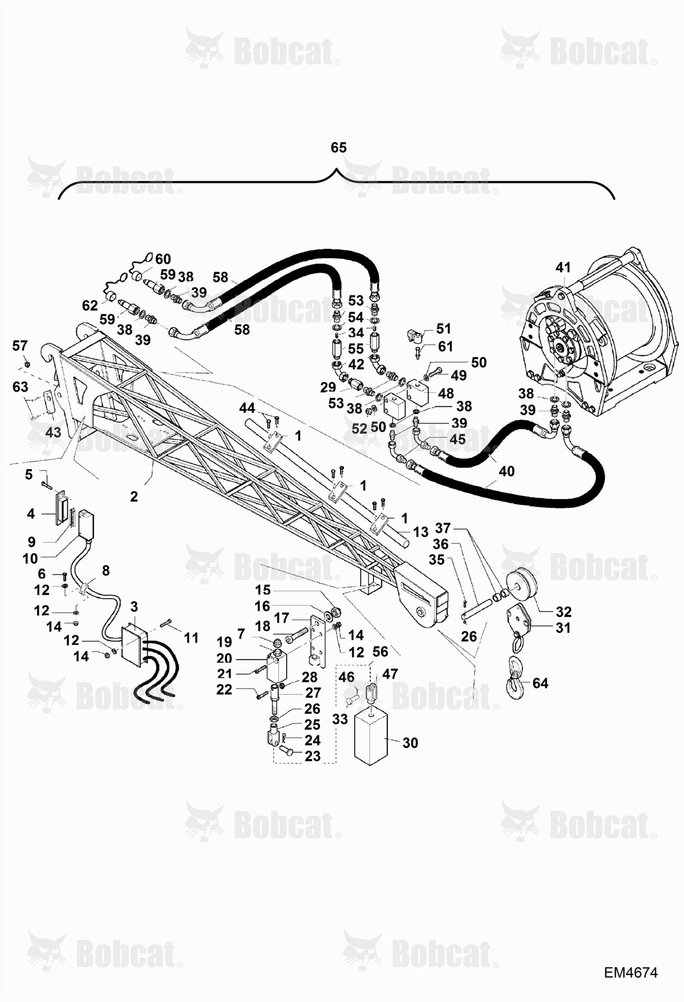 Hydraulic Winch W/EXTENSION Jib (4.5m - 0.6T) (BUD4347)