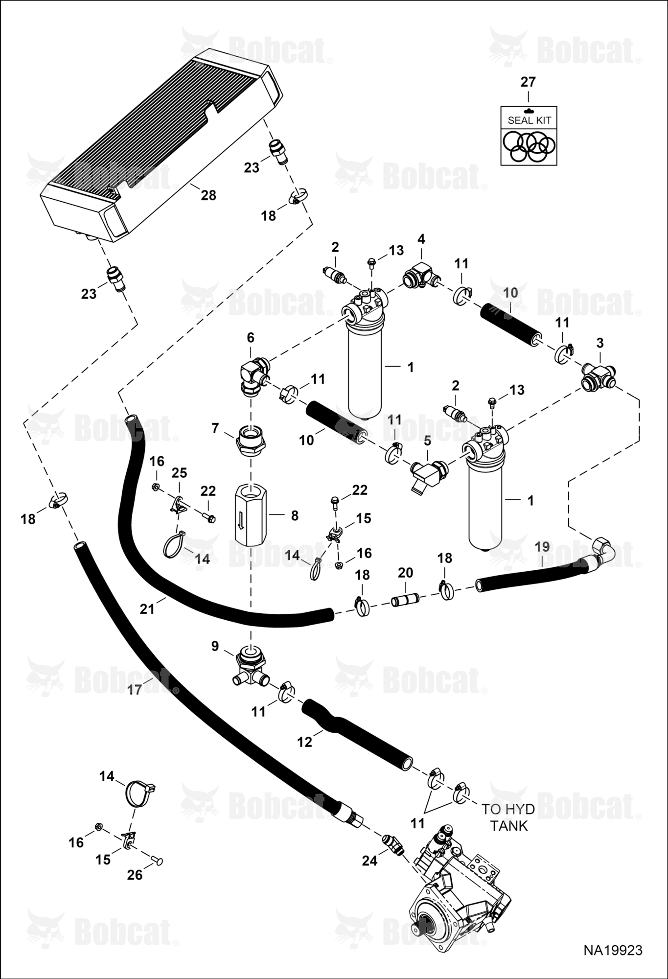 Hydrostatic Circuitry (Oil Cooling & Filtration)  B55H11001 & Above