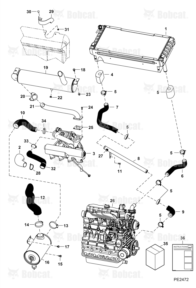 Engine & Attaching Parts (Air Cleaner, Muffler, Radiator Water Exchanger)