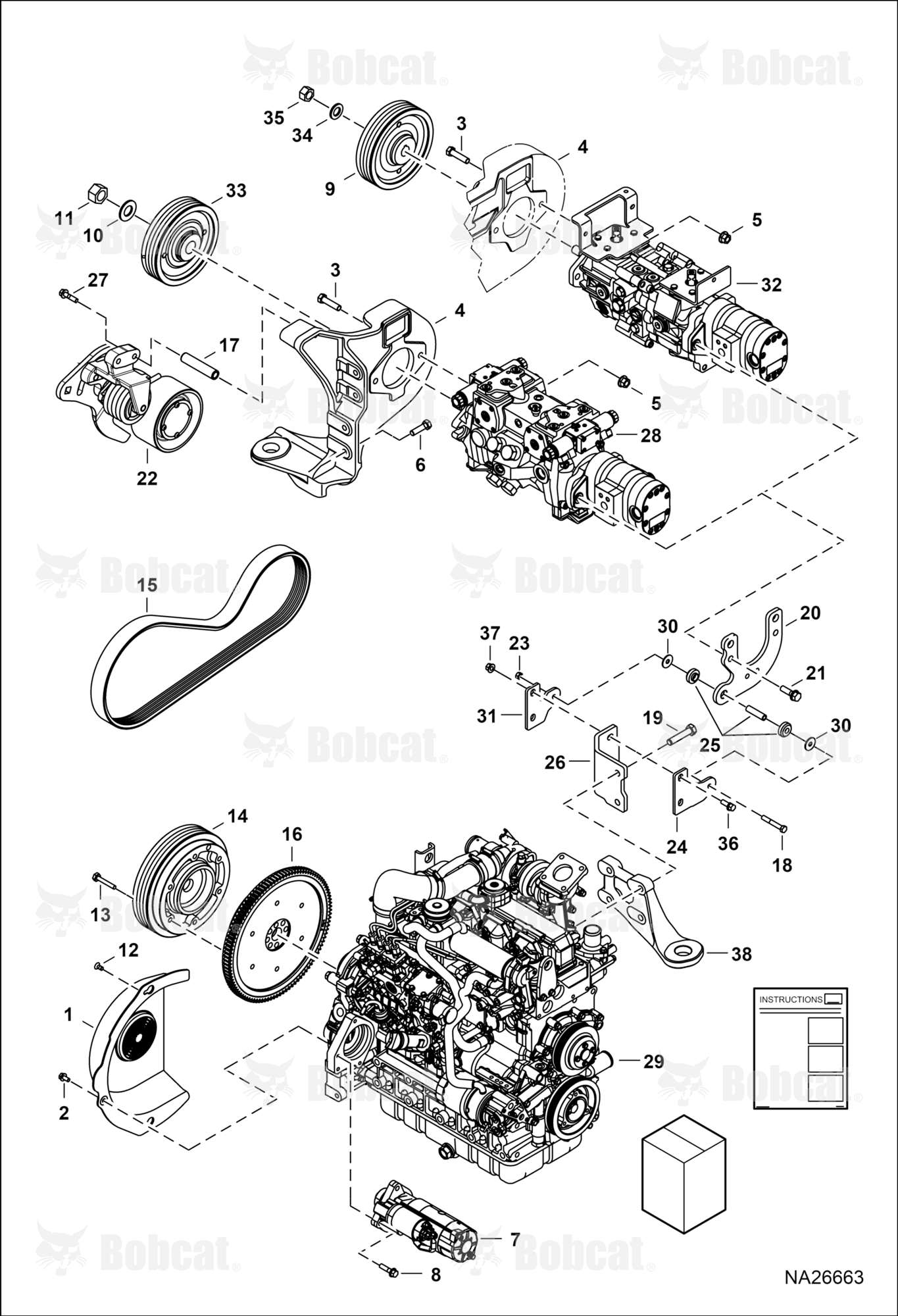 Engine & Attaching Parts (Belt Drive) (Idler Revision)  B4SY12103 & Above