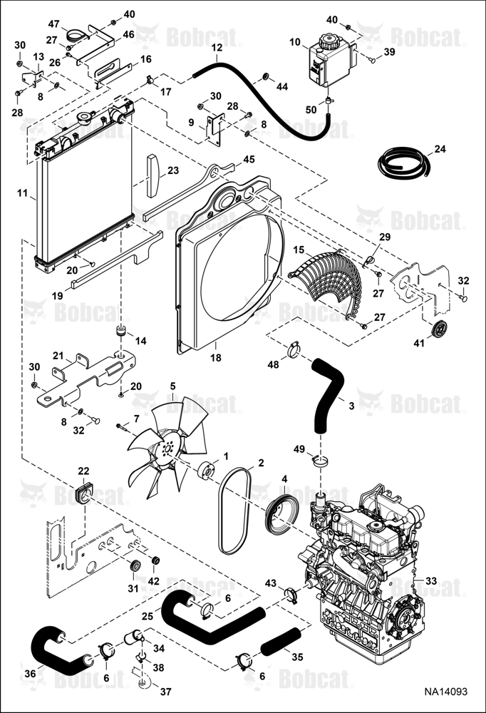 Engine & Attaching Parts (Radiator Water Exchanger) (Blue) (Engine Serial # D1703-B******)