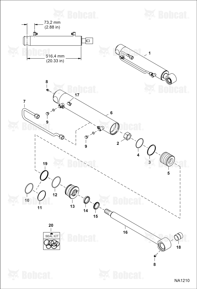 Tilt Cylinder (RH) (516,4 mm - 20.33" Case Tube Length)