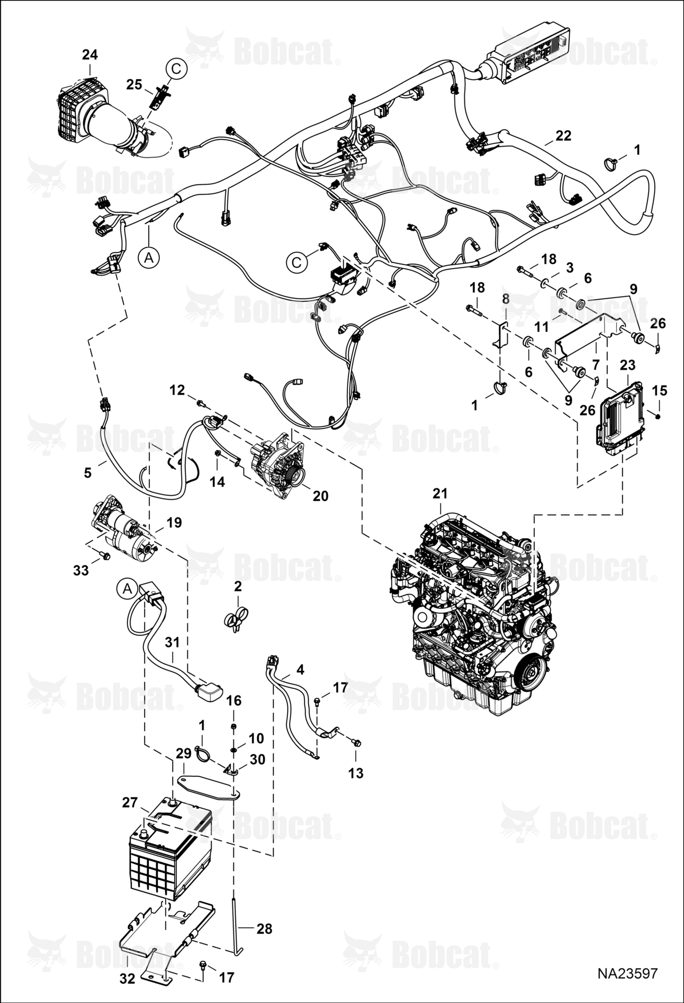 Engine Electrical Circuitry (Frame Harness, Battery, ALT & Starter)