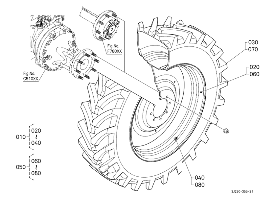 Rear Wheel (480/80R42:8 Hole Rim) [Mitas]