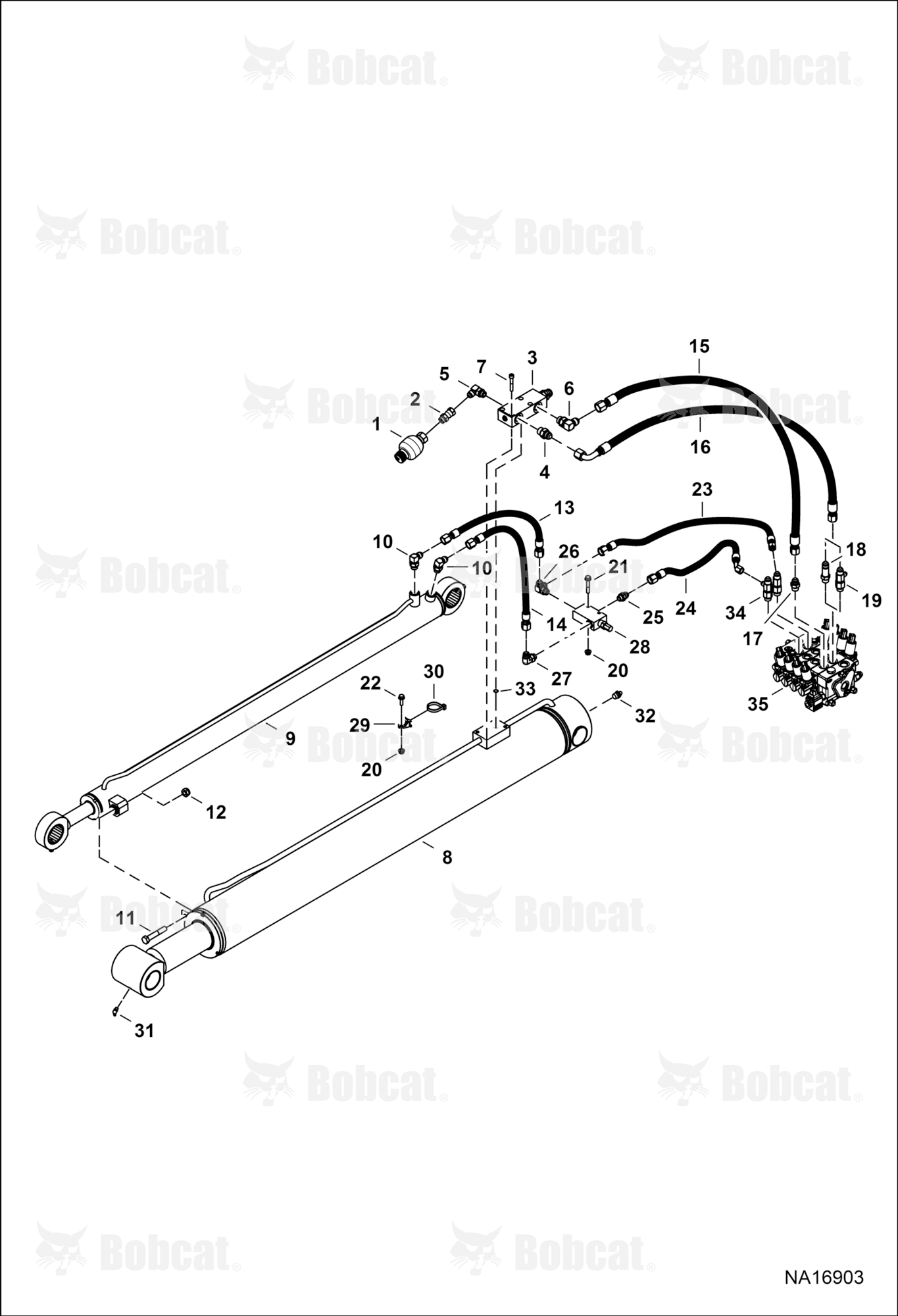 Hydraulic Circuitry (Lift & Self Leveling)  B33G16001 & Above, B33W16001 & Above