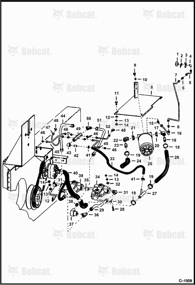Main Frame Hydraulic Circuitry (B.O.M. Electric) 4954A1001 - 4954A1027, 4955A1001 - 4955A1027, 4974A1001 - 4974A1027, 4975A1001 - 4975A1027, 4976A1001 - 4976A1027, 4977A1001 - 4977A1027, 4978A1001 - 4978A1027