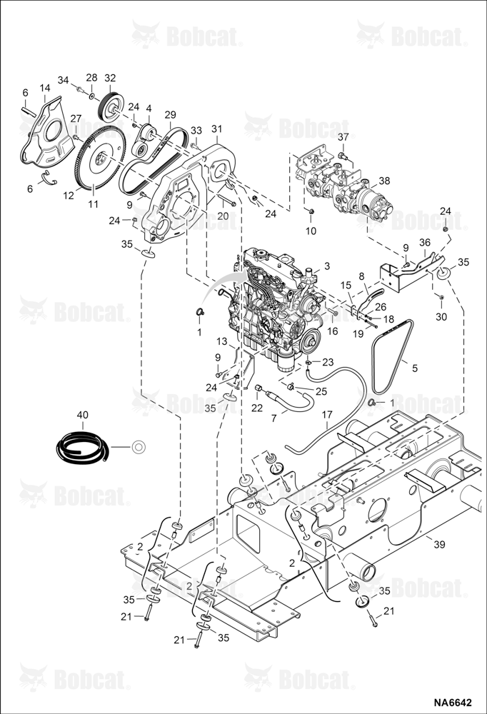 Engine & Attaching Parts (Belt Drive System & Engine Mounts) (Manual Controls)