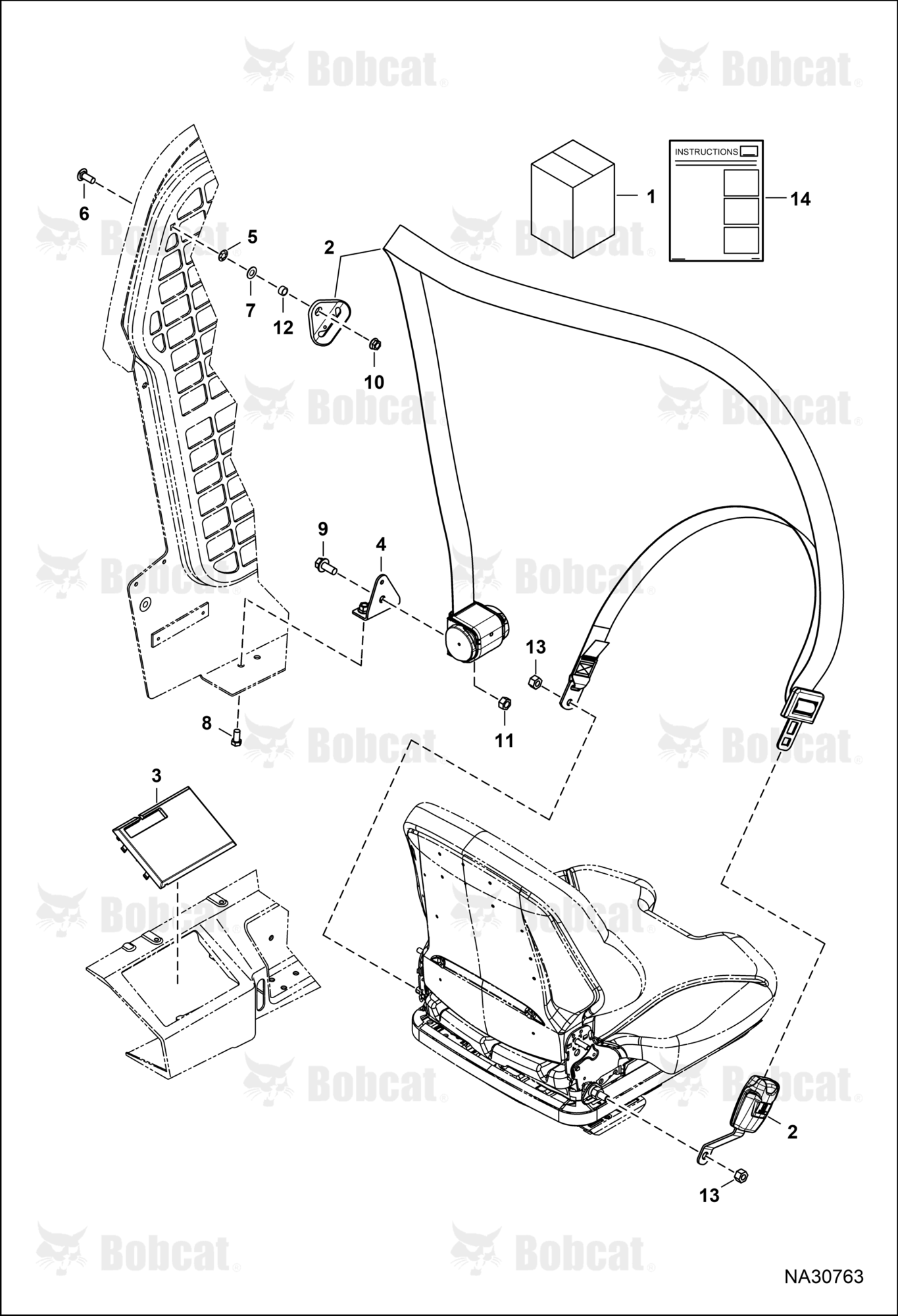 Seat Belt Kit - 2" (Three Point Retractable) (Integrated) (Orange)
