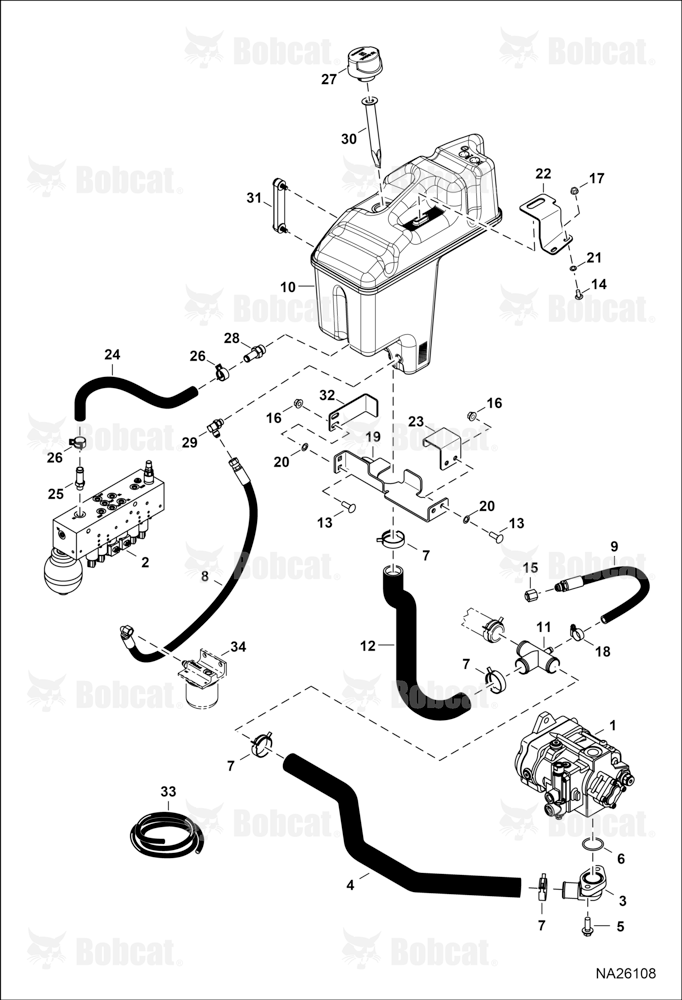 Hydraulic Circuitry (Tank & Pump)  B3Y311958 & Above
