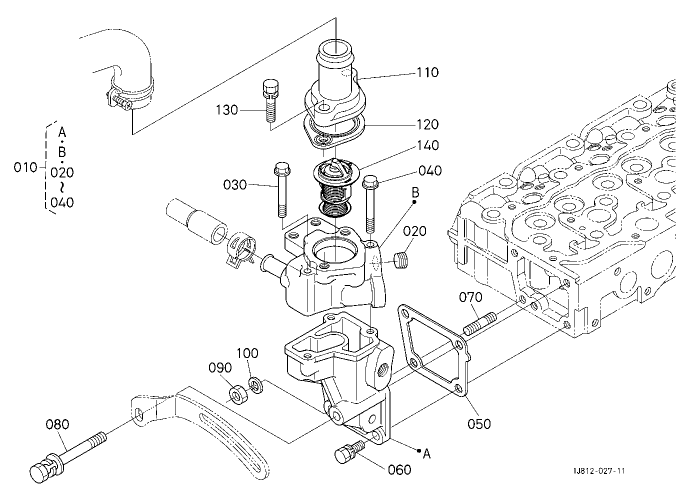 Water Flange And Thermostat