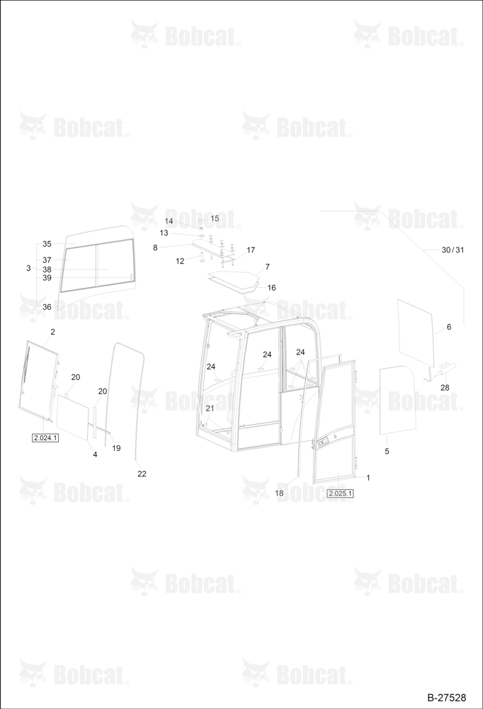 OPERATOR'S CAB Cemented Panes CAB S/N 202.031.069 & Below