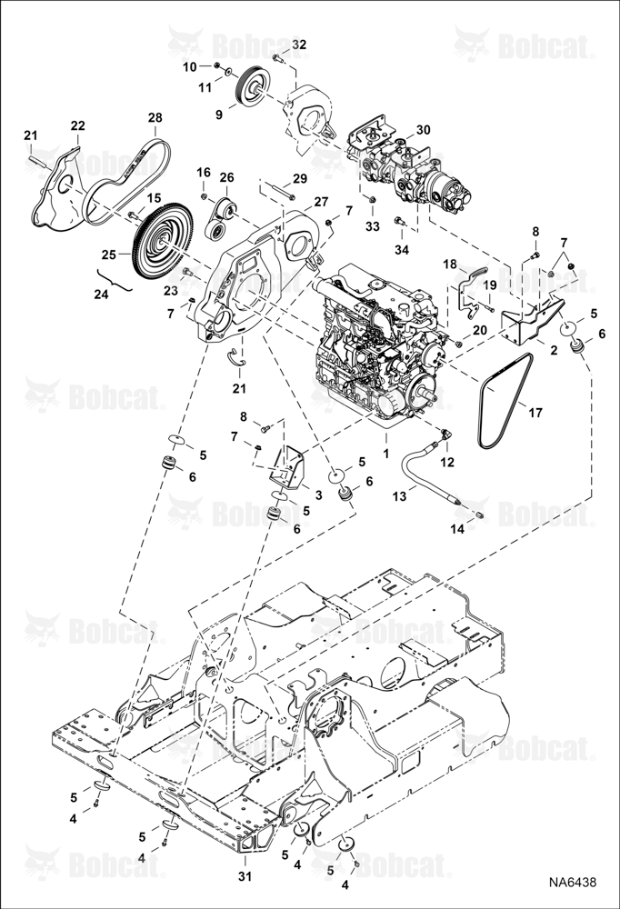 Engine & Attaching Parts (Belt Drive System & Engine Mounts) (Manual Controls)