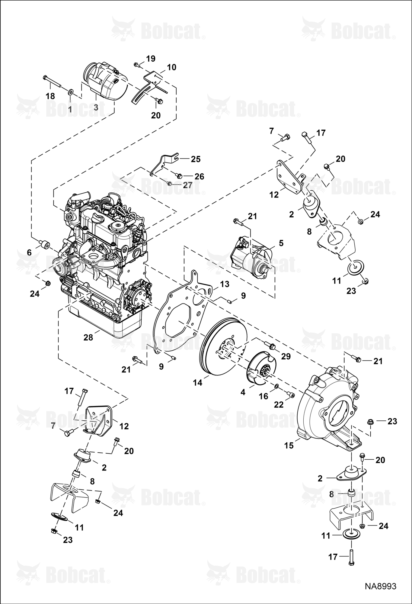 Engine & Attaching Parts (Flywheel, Starter, Alternator & Engine Mounts)