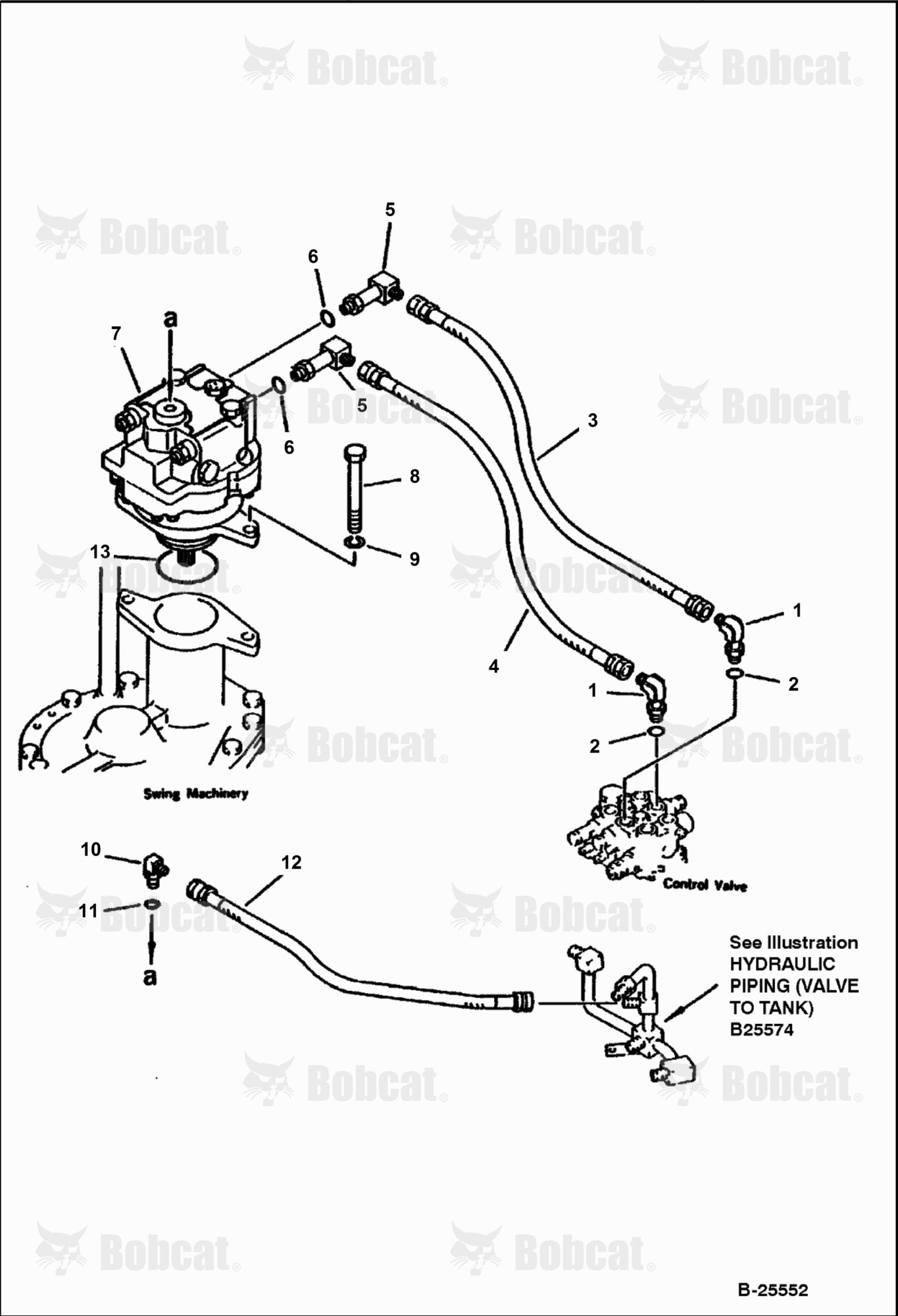 Hydraulic Piping (VALVE TO/FROM Swing MOTOR)