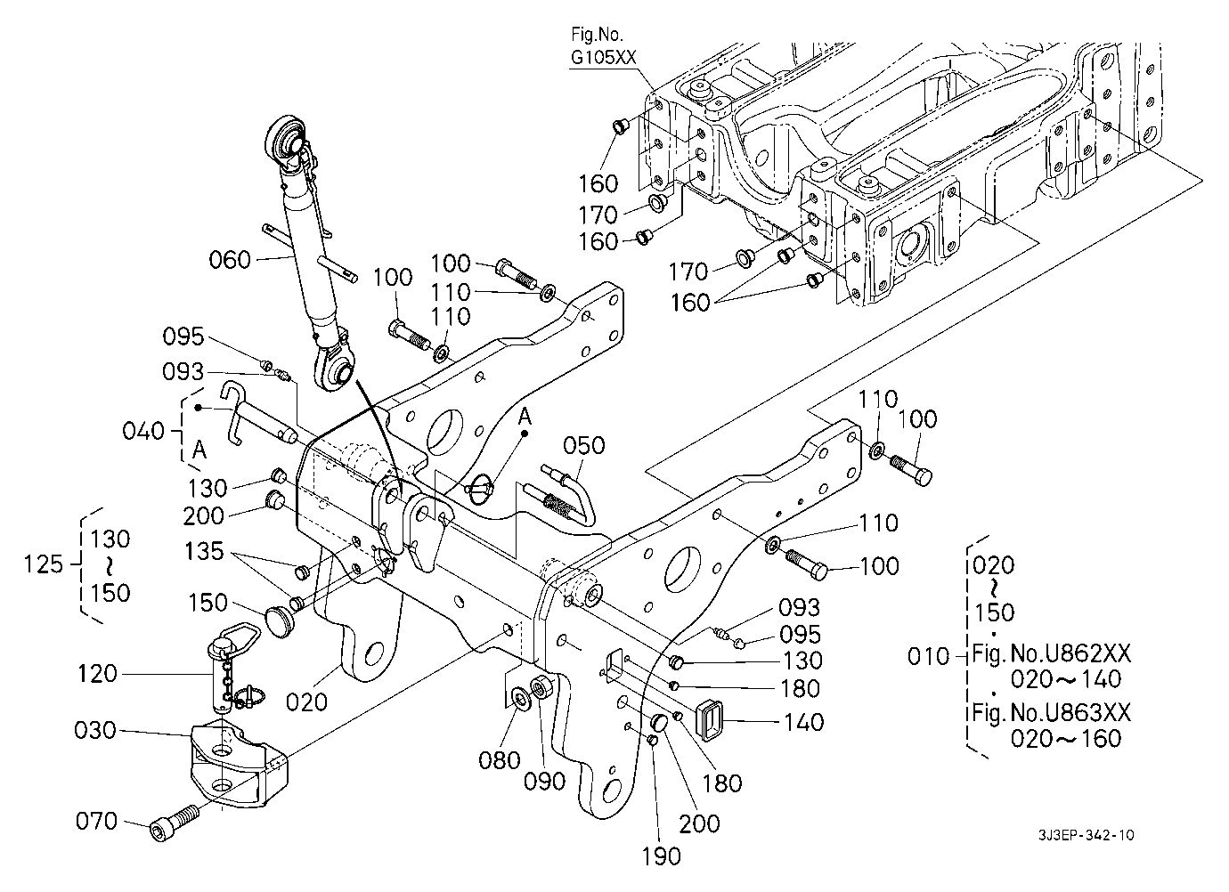 Front 3P Link Kit (Frame/Top Link) (W/G No.M3978)