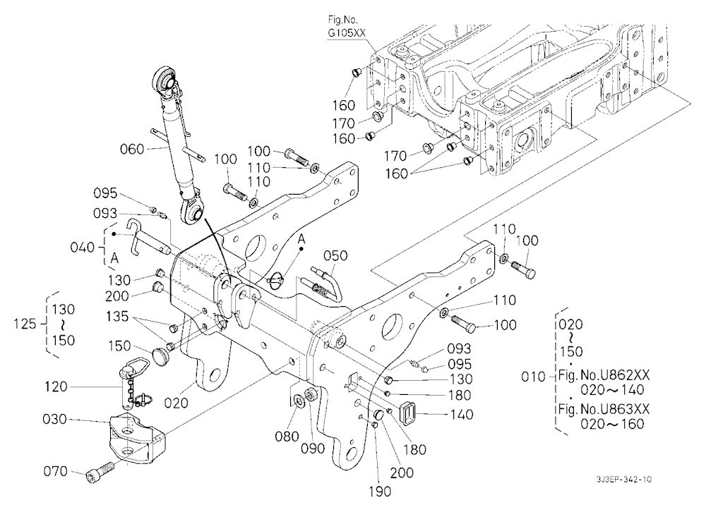 Front 3P Link Kit (Frame/Top Link) (W/G No.M3978)