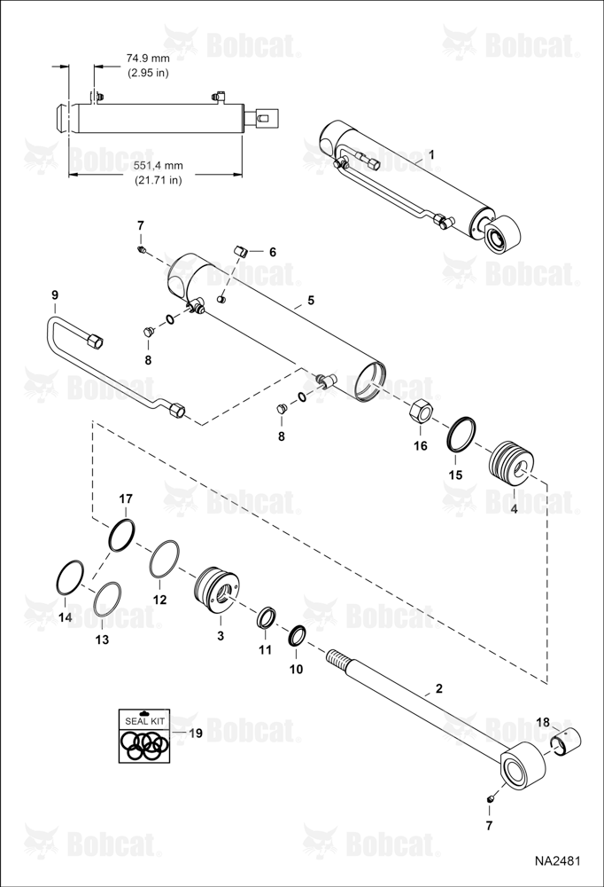 Tilt Cylinder (RH) (551,4 mm - 21.71" Case Tube Length)