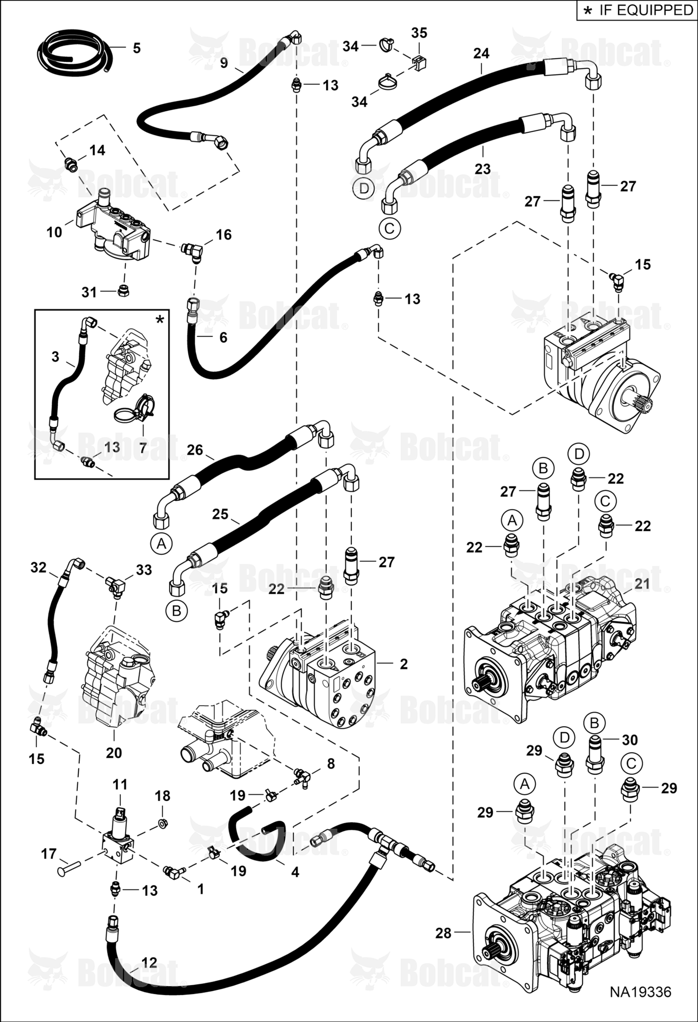 Hydrostatic Circuitry (2-Speed Motor)  B4SC11001 - B4SC21999