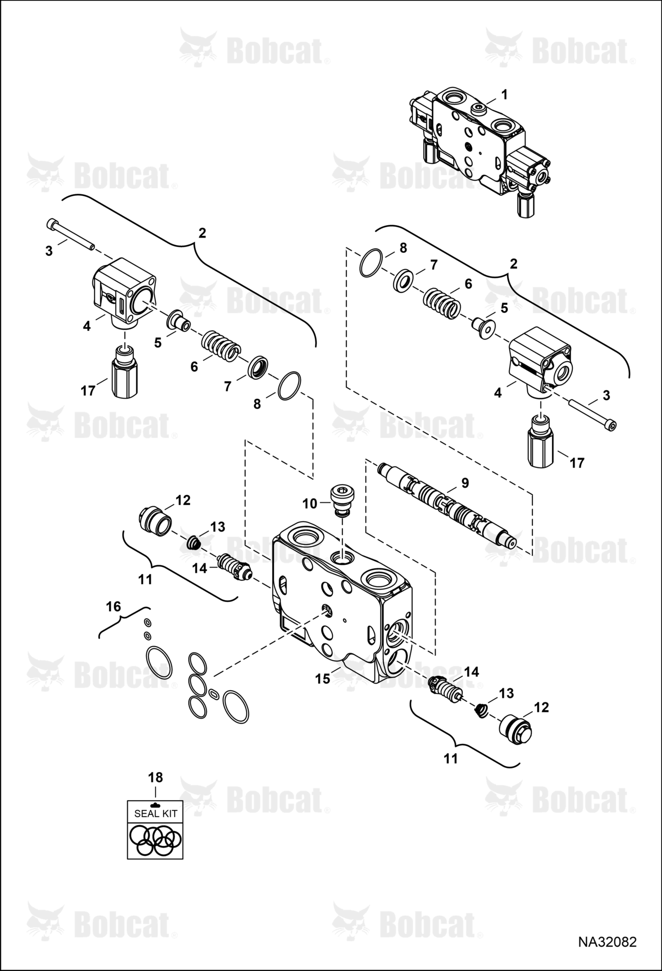 Hydraulic Control Valve (Arm Section) (Models 1110A0023 & 1110B0008)