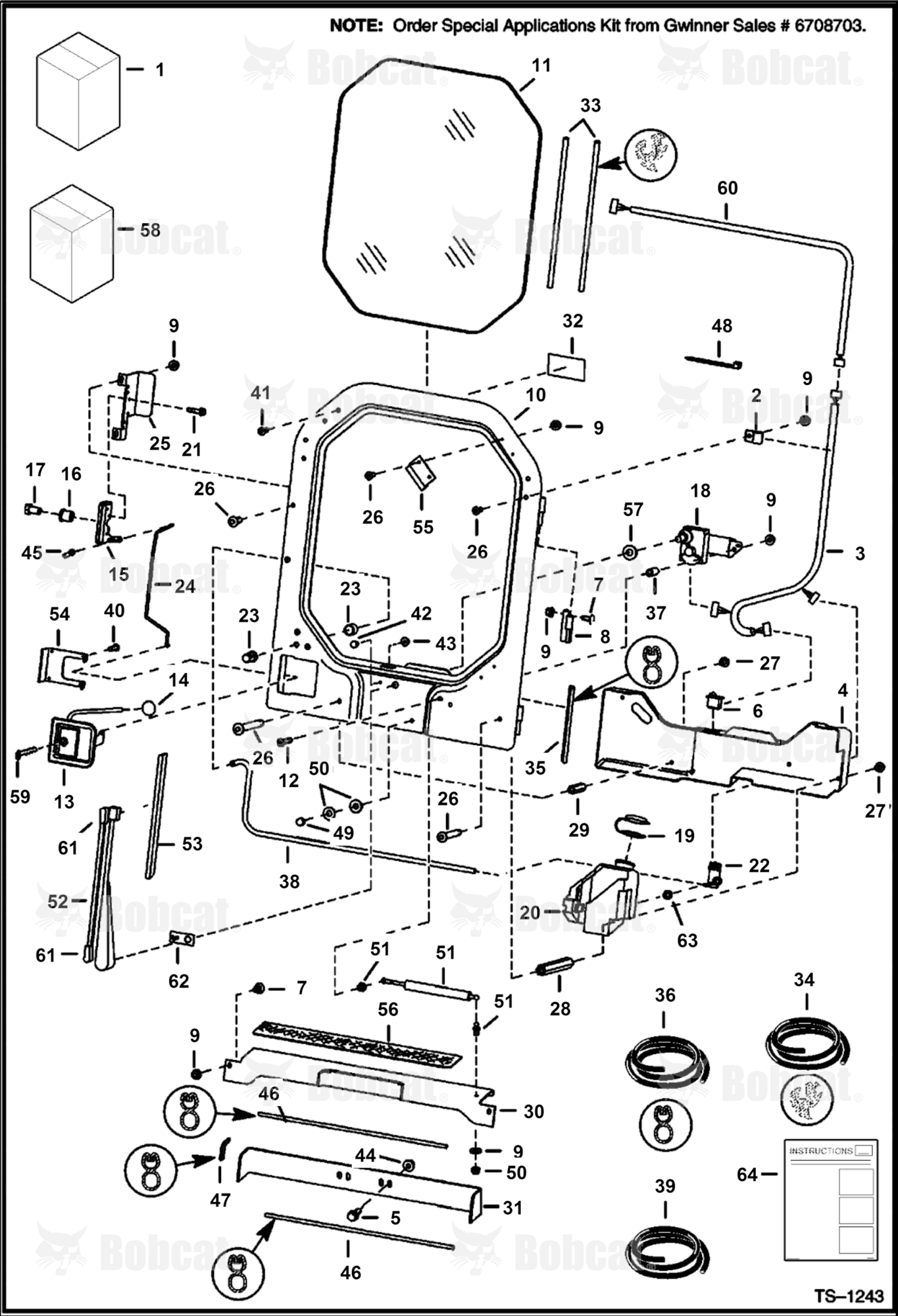 CAB Door (L.H. Hinged)  501520001 & Above