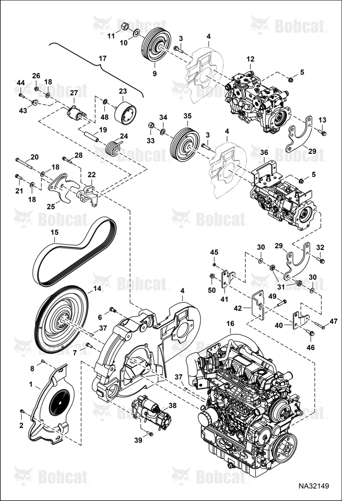 Engine & Attaching Parts (Belt Drive) A3P415782 & Above