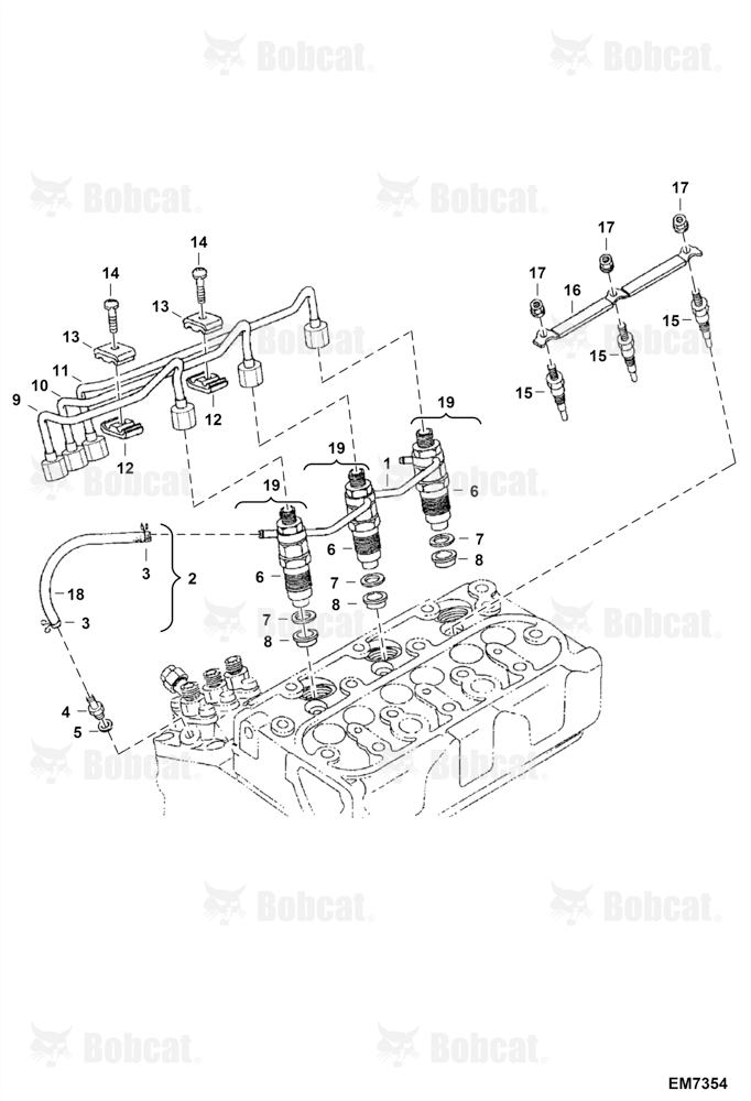 Nozzle Holder and Glow Plug (Engine S/N EJ0001 - 4JB9999)