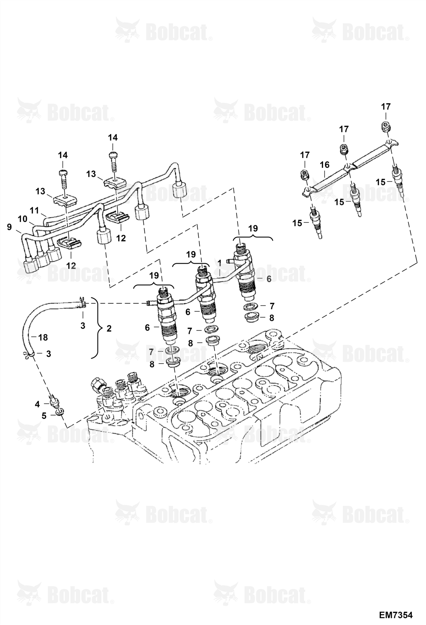 Nozzle Holder and Glow Plug (Engine S/N EJ0001 - 4JB9999)