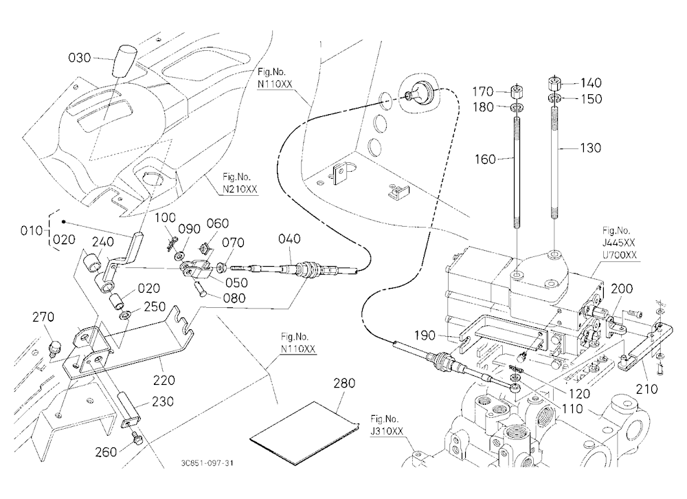 Auxiliary Control Valve Lever Kit (3Rd) (W/G No.M7