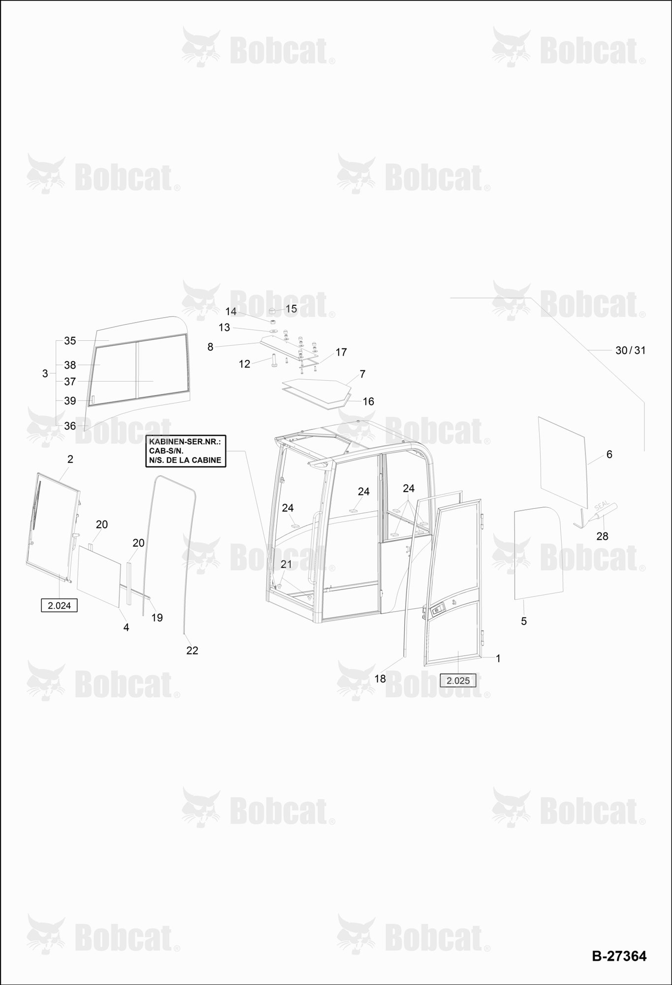 OPERATOR'S CAB Cemented Panes - Glasses