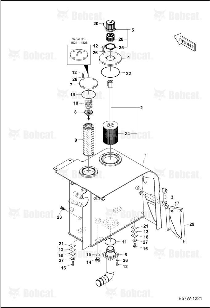 Hydraulic Circuitry (Oil Tank) B3WU11524 & Above