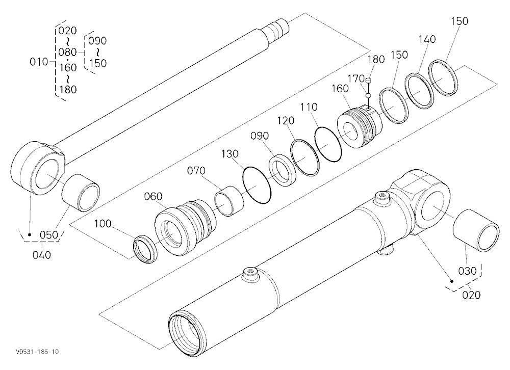 Bucket Cylinder (Left) [Component Parts]