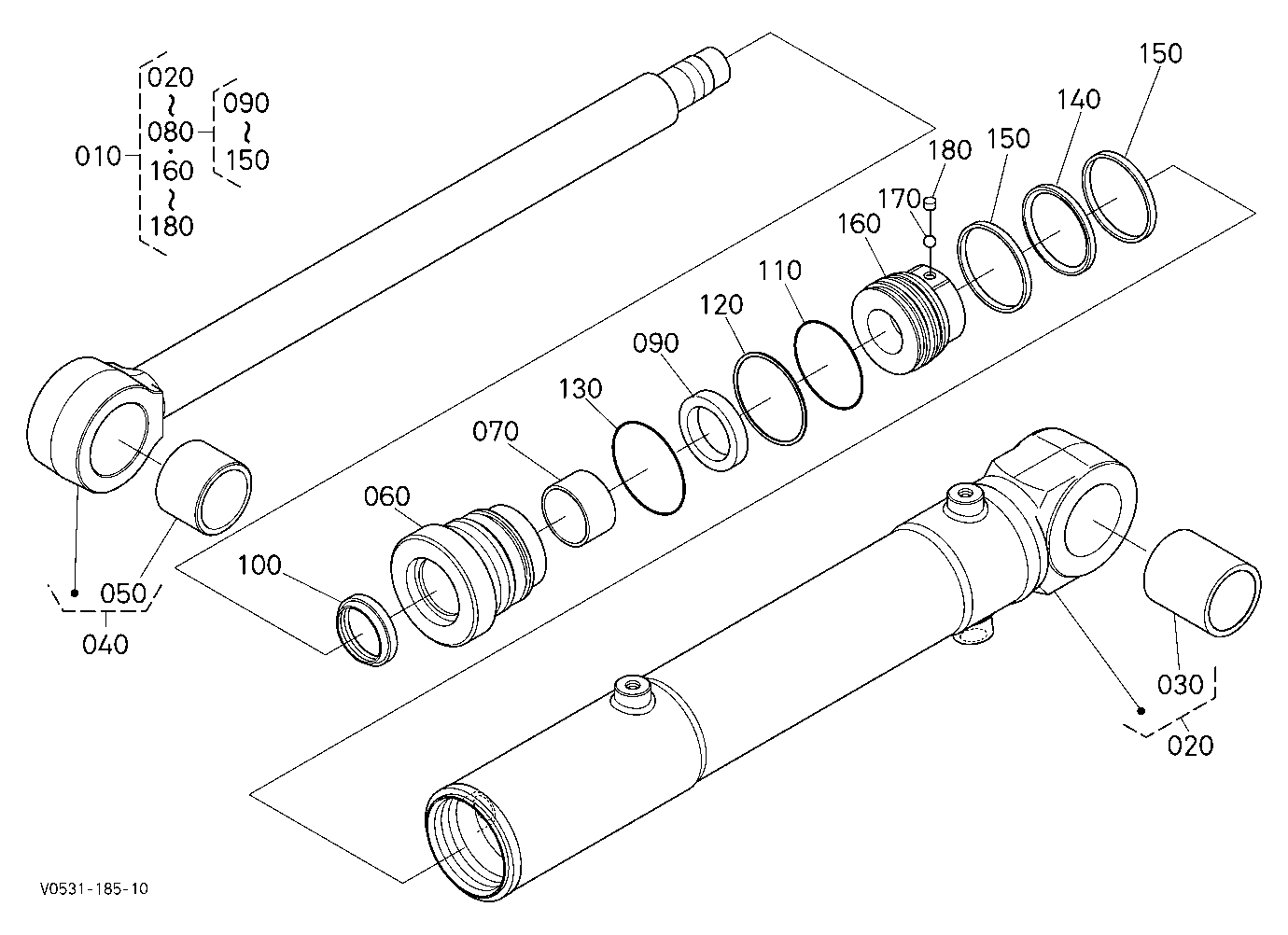 Bucket Cylinder (Left) [Component Parts]