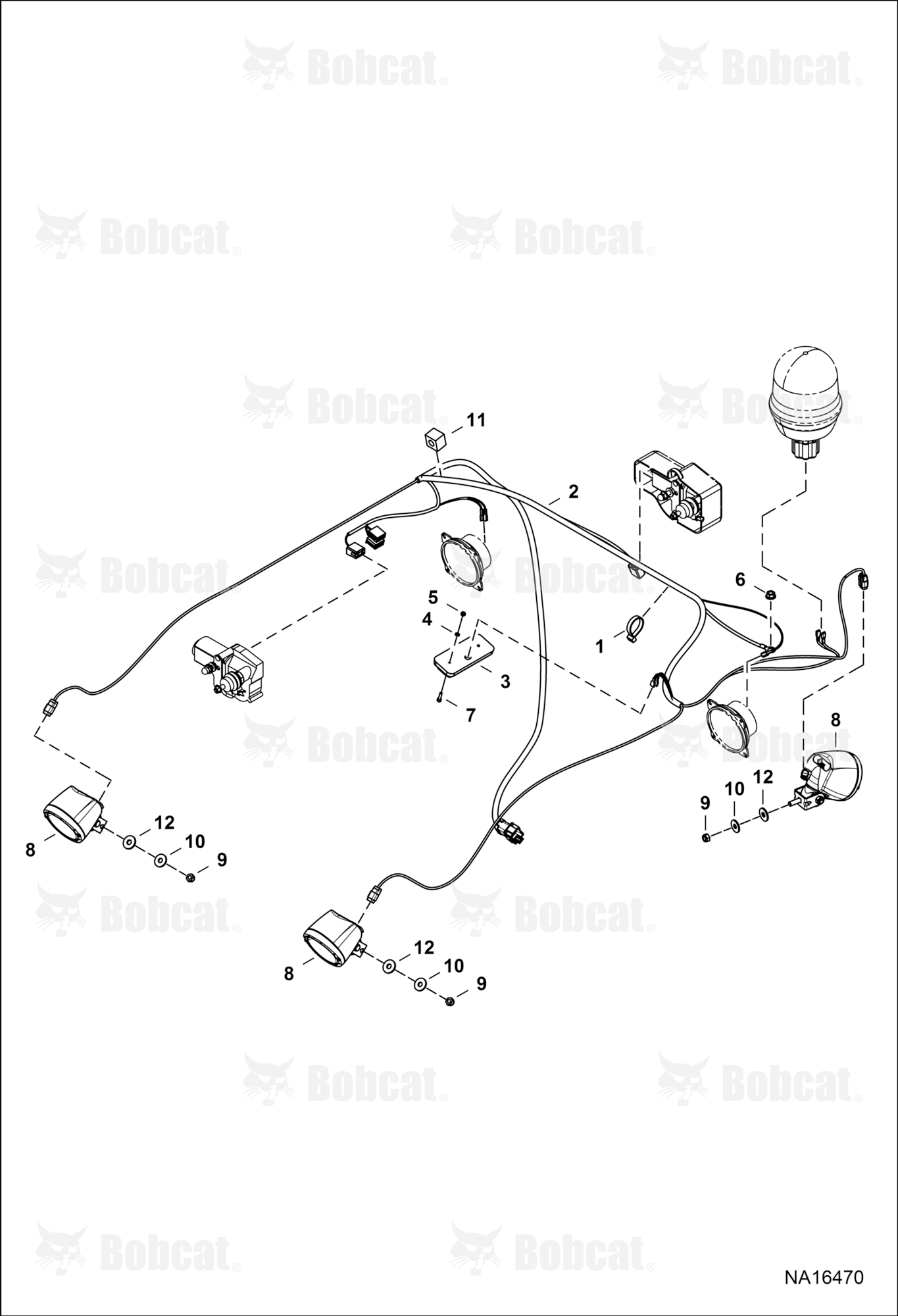 CAB Electrical Circuitry (Upper Harness & Work Lights) (W/Deutsch DT04-2P Connector on Work Lights)