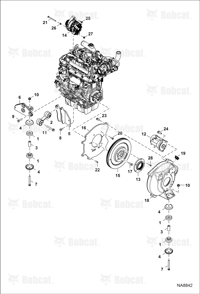 Engine & Attaching Parts (Flywheel & Engine Mounts)