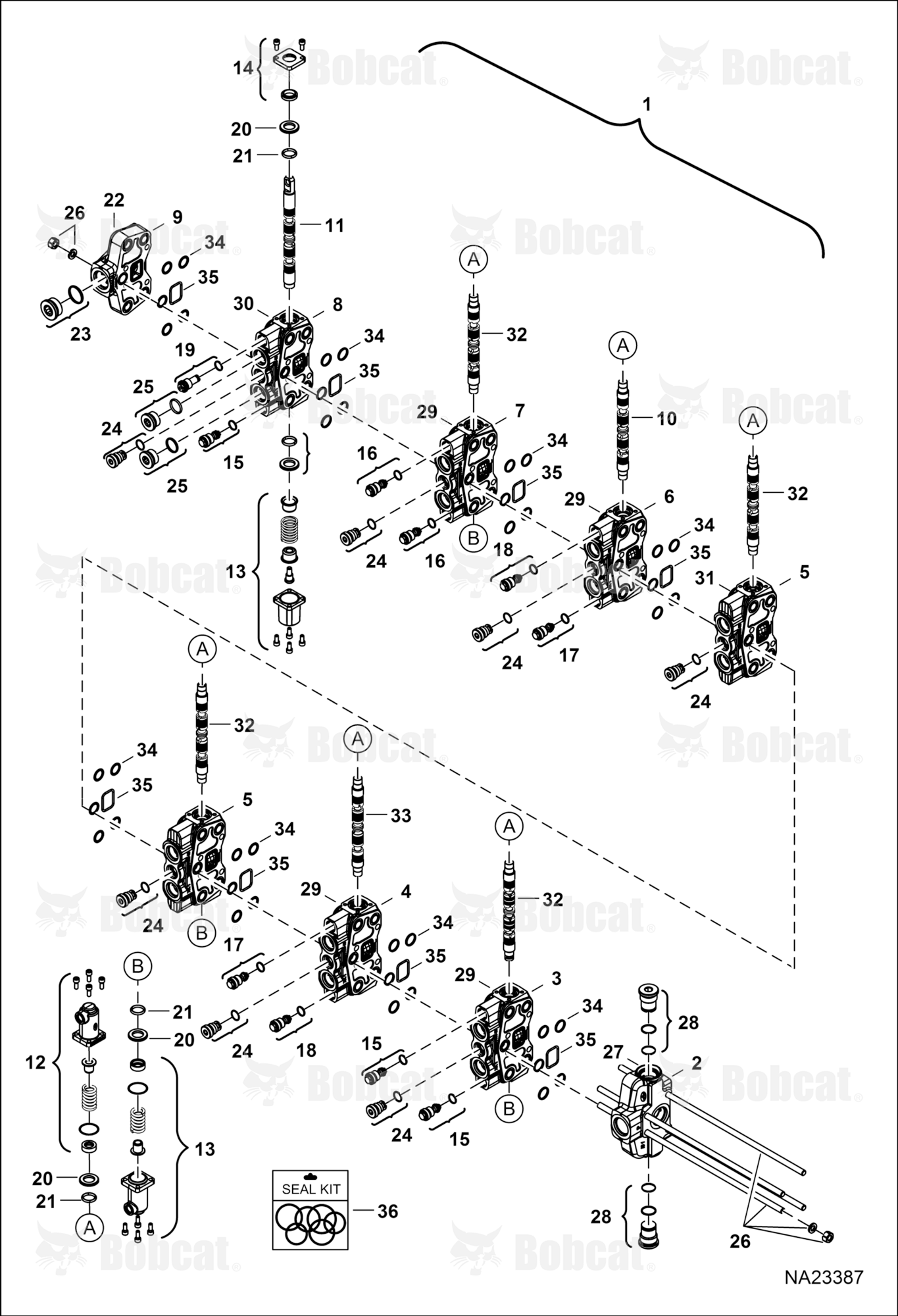 Hydraulic Control Valve (Assembly) (Backhoe) (Pilot) (7 Bank)