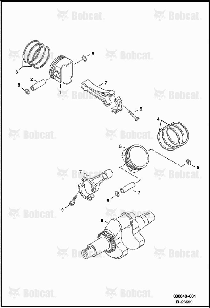 Pistons and Crankshaft (KAWASAKI ENGINE)