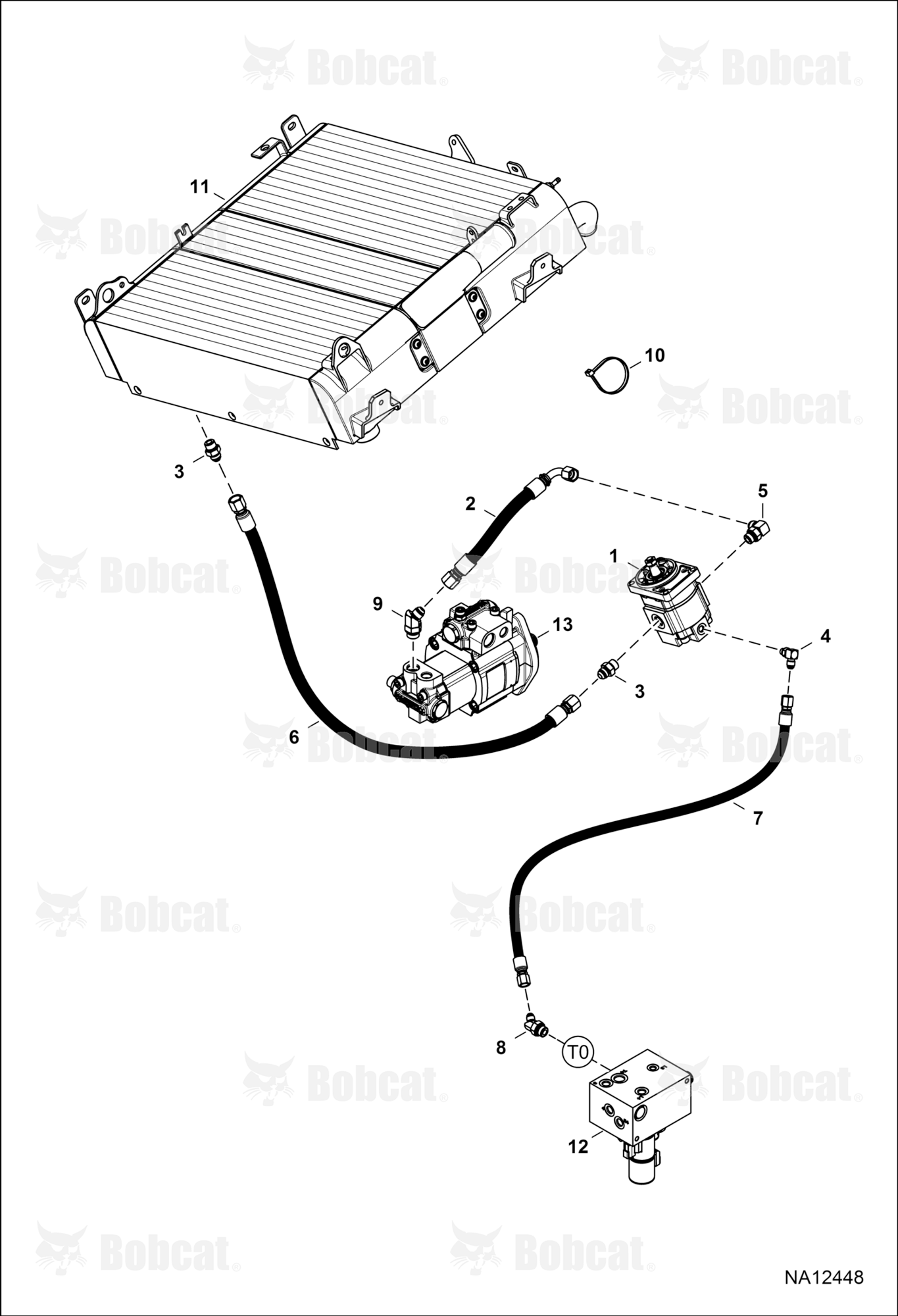 Hydraulic Circuitry (Fan Motor) (Non-reversible)  B3ZS11001 - B3ZS17051, B3ZT11001 - B3ZT17057