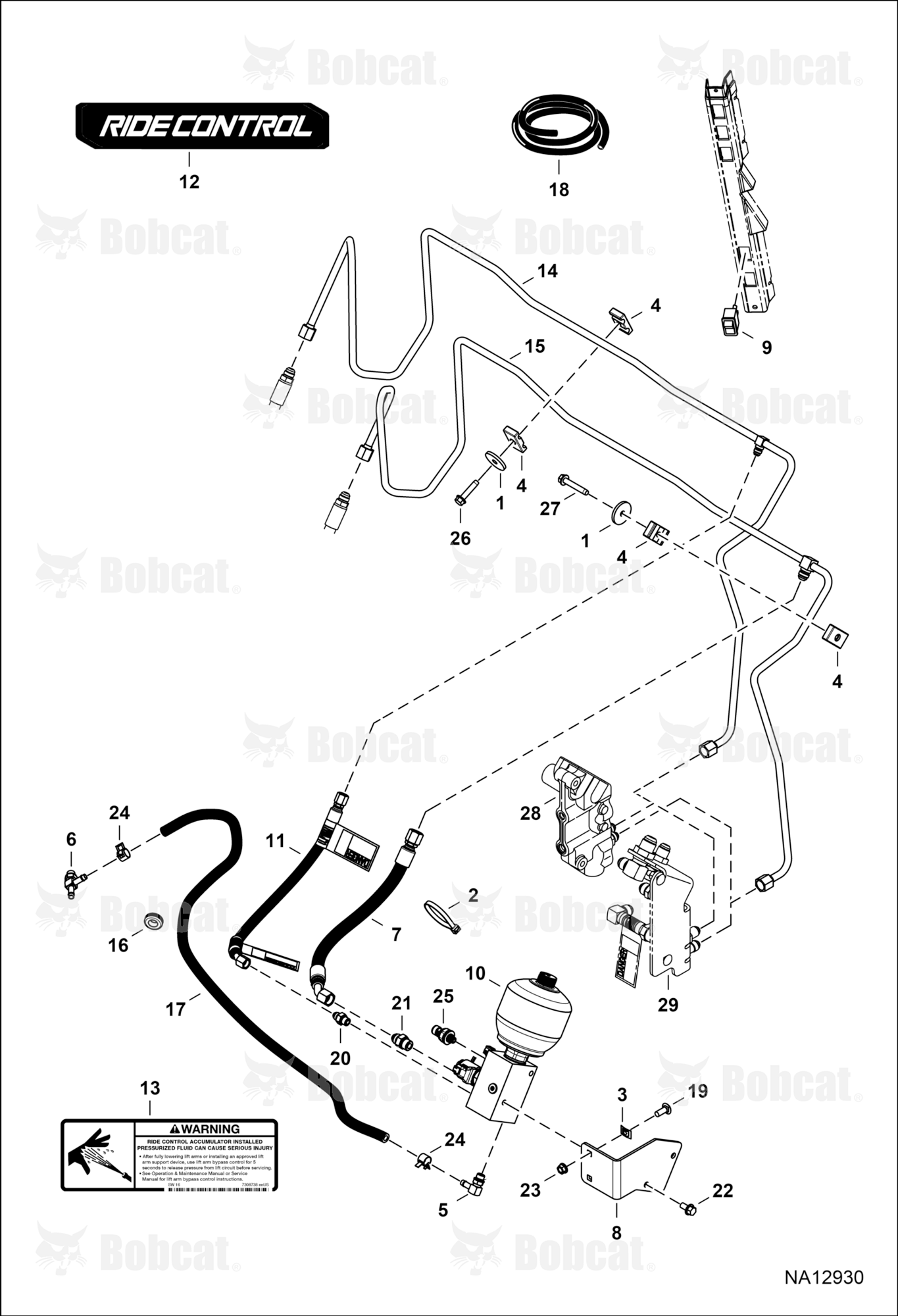 Hydraulic Circuitry (Ride Control Option)  B2LA11458 & Above