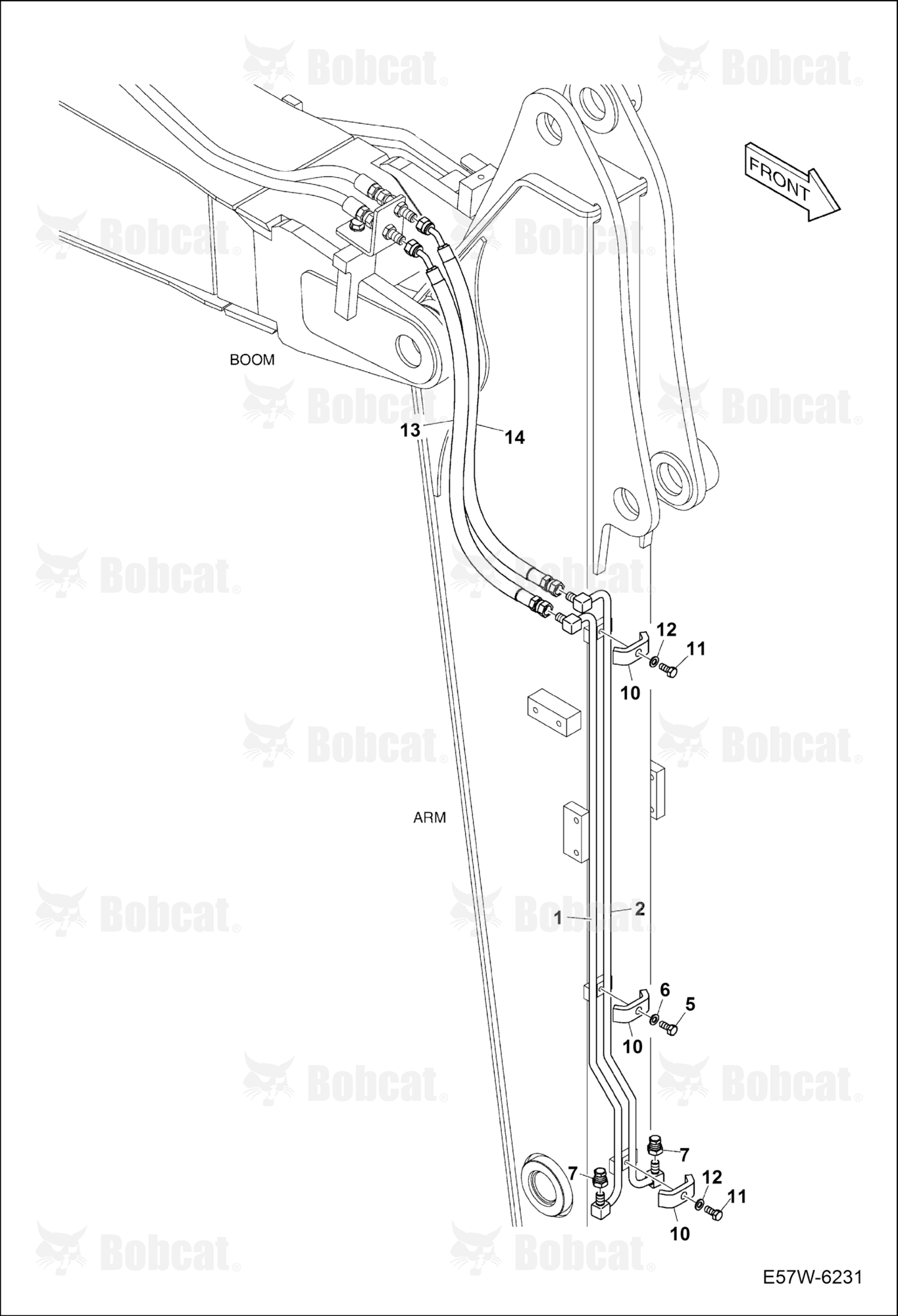 Hydraulic Circuitry (Arm 1,6 m) (Quick Clamp)