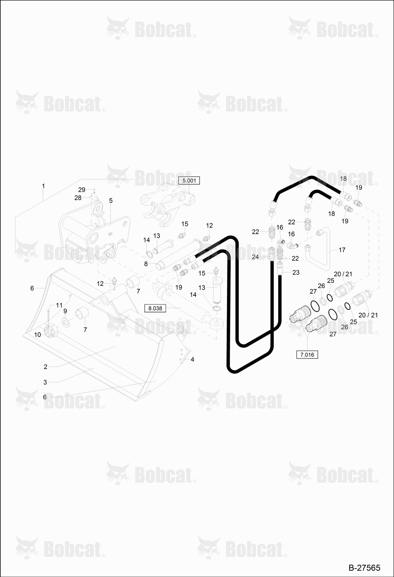 Swivelling Bucket 1500MM (QUICKLY RELEASABLE)