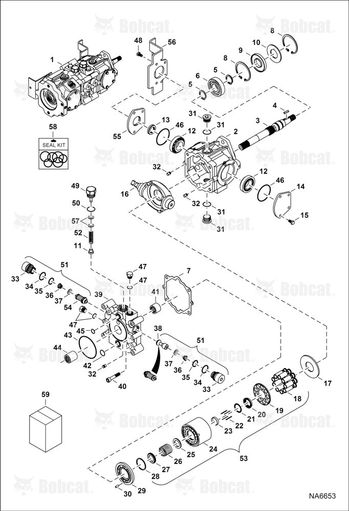 Hydrostatic Pump (Manual Controls, AHC & ACS) (Left Half)