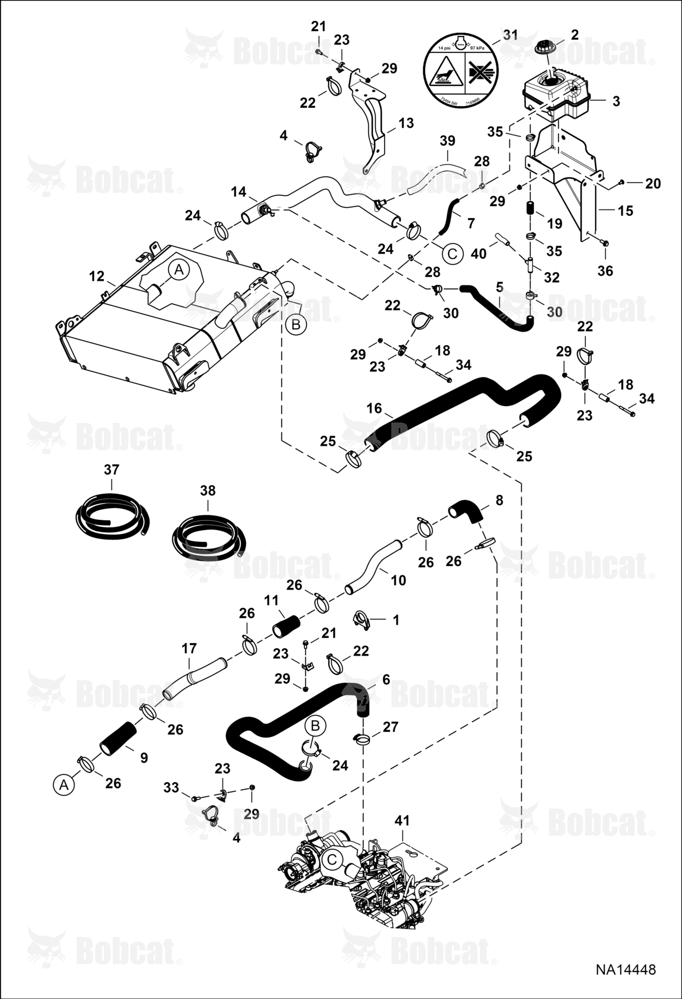 Cooling System  B41N11039 & Above, B41P11064 & Above
