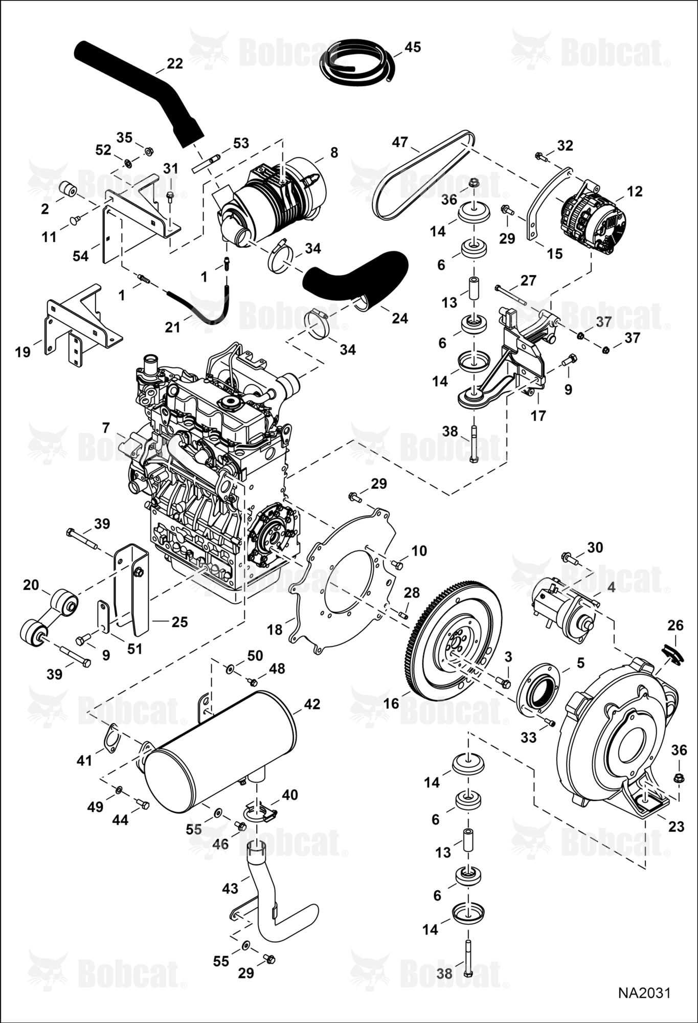 Engine & Attaching Parts (Air Cleaner, Muffler, Engine Mounts)