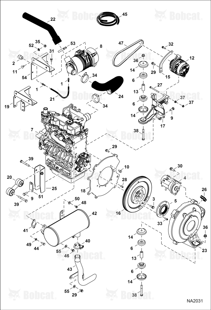 Engine & Attaching Parts (Air Cleaner, Muffler, Engine Mounts)