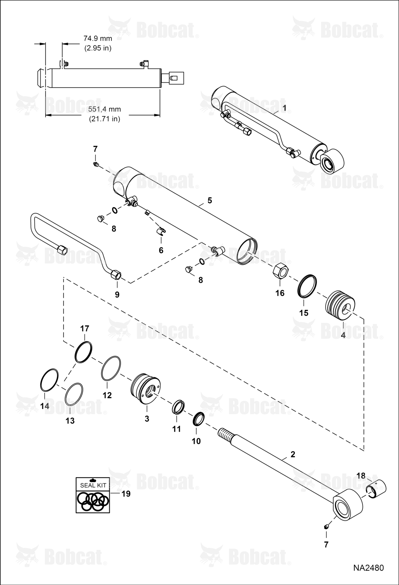 Tilt Cylinder (LH) (551,4 mm - 21.71" Case Tube Length)