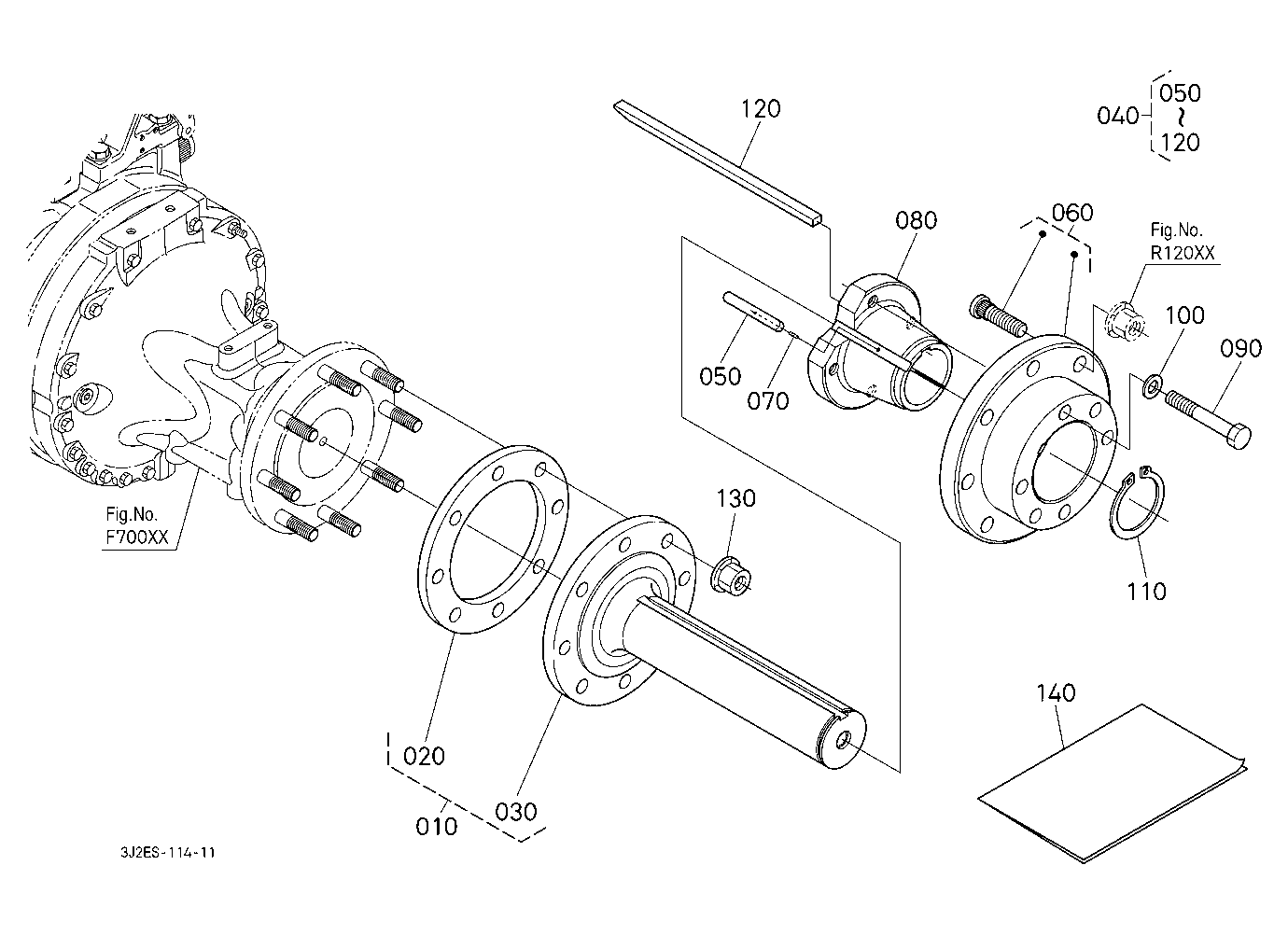 Bar Axle Kit (Plug-On) [Flange Type Axle] (W/G No.
